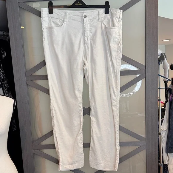 NYDJ White Linen Straight-Leg Trouser - Picture 1 of 12
